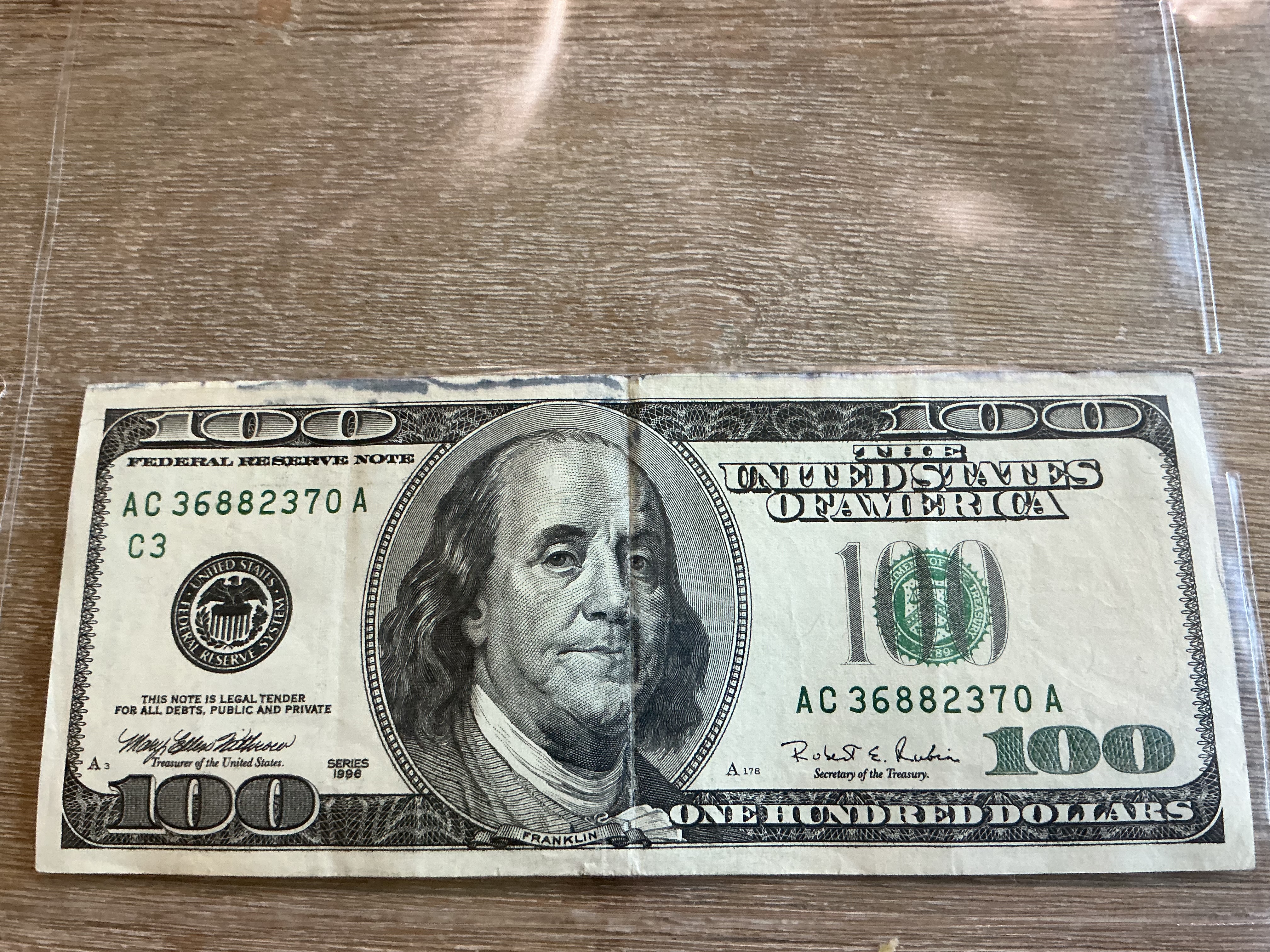 Series 1997 100$ error bill AC 36882370 A&hellip;