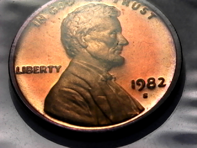 1982 S Lincoln Proof penny with purple around&hellip;