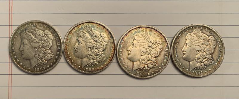 Morgan silver dollars: 1887- O 1890- O 1891-&hellip;