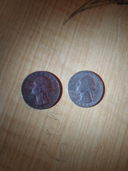 Two quarters the dark one is a 1967…