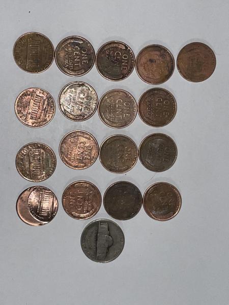 Backside of pennies and nickels