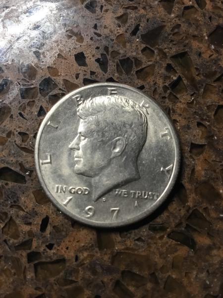 JFK half dollar, 1971D. The 71 is a…