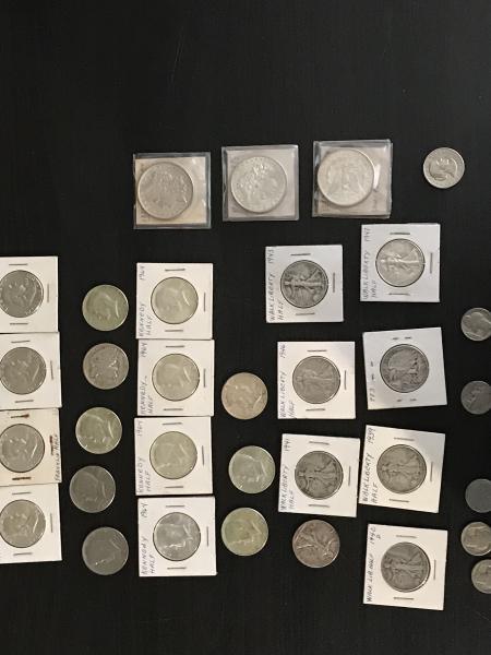 Half Dollars, Buffalo Nickels, and Morgan Dollars.