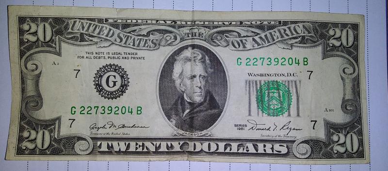 Just wondering if this series 1981 $20 bill…