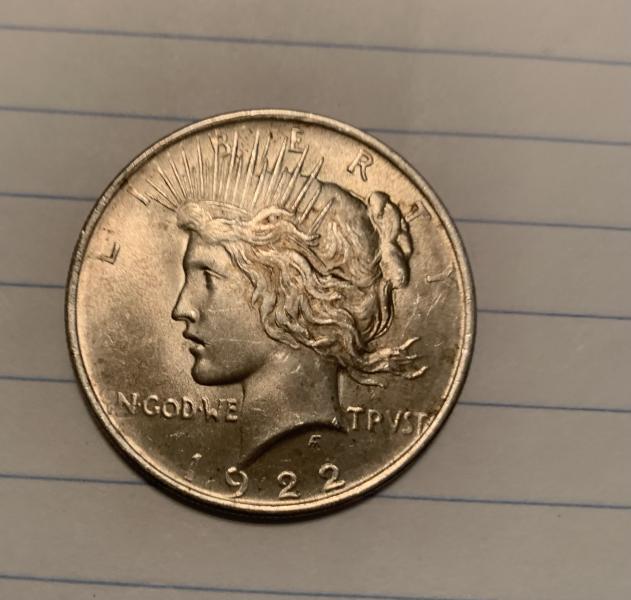 Inherited 1922 peace silver dollar