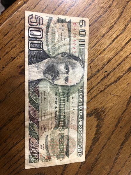 Mexican 500 peso dollar not sure if year