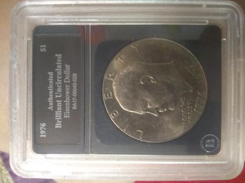 Authenticated Brilliant Uncirculated Eisenhower Dollar BA 17-00040-029