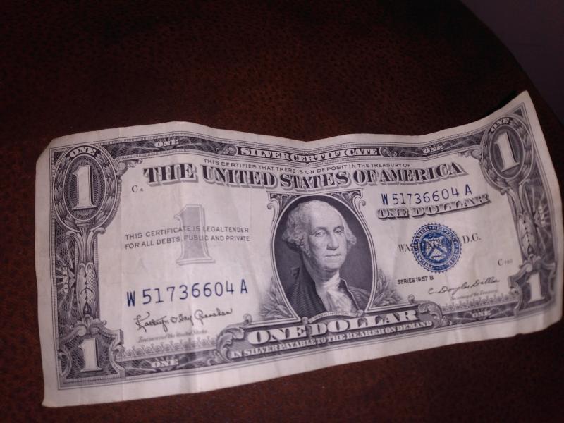 1957B silver dollar certificate