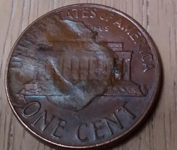 1973 D penny obverse die error