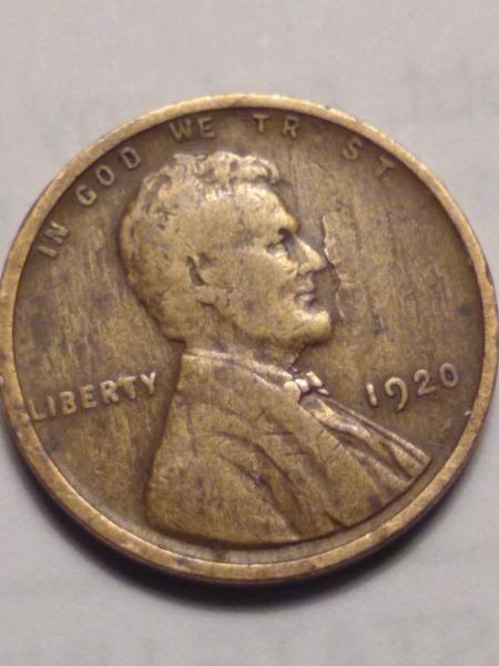 1920 wheat penny, broken die error in front…