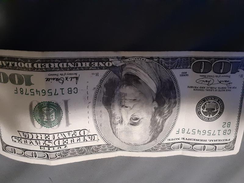 2001 100 $ bill with printing error right&hellip;