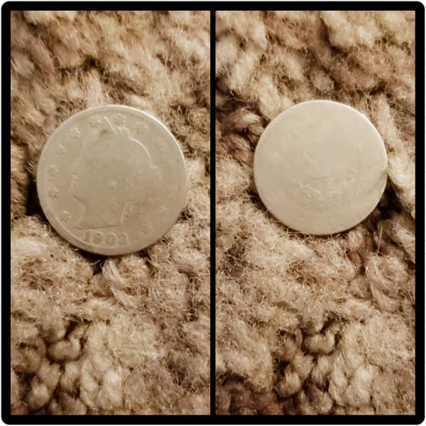 1902 5 cent coin with almost no print…