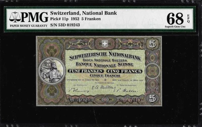 I have a 1952 Switzerland 5 Franken Note…