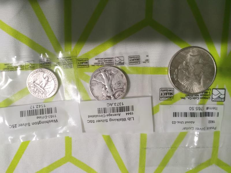 1922 silver peace dollar (about uncirculated-50) 1944 silver&hellip;