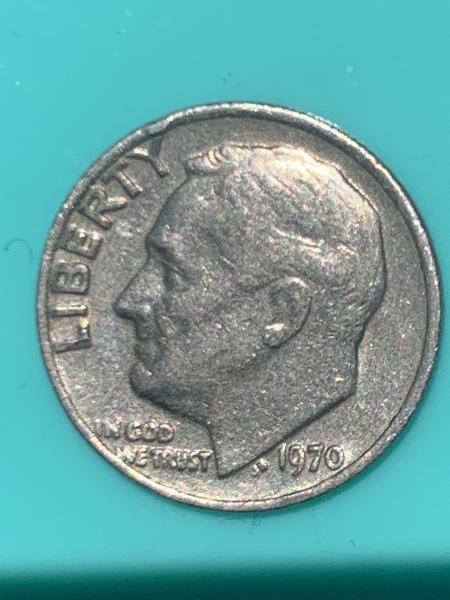 1970 Roosevelt Dime no mint mark