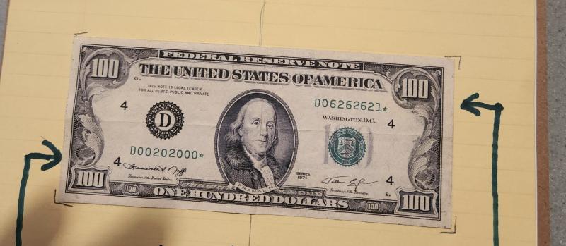 1974 100 dollar bill with federal reserve star&hellip;