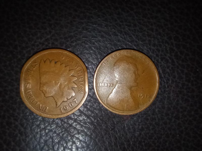 -1907 Indian head penny -1912 penny with L…