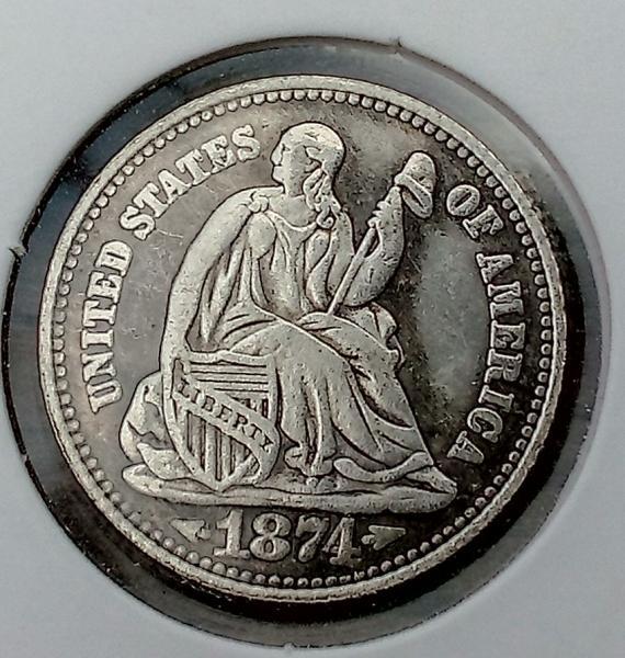 1974 s seated liberty dime grade and value?