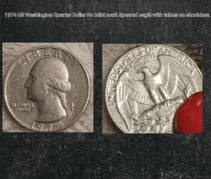 1974 US Washington Quarter with speared eagle and&hellip;