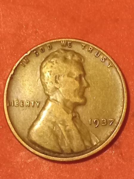 1937 Wheat Penny with no mint mark.