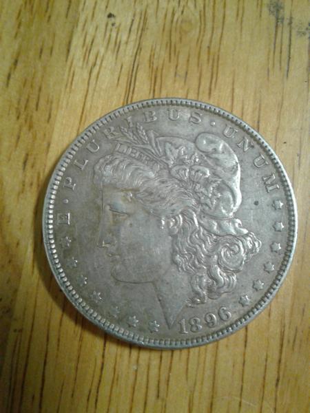 1896 Morgan silver dollar with no mint mark