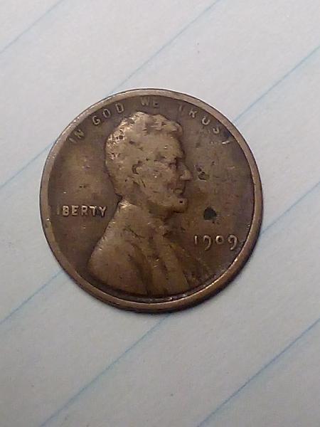 1909 no mint mark wheat cent.L on rim.On&hellip;