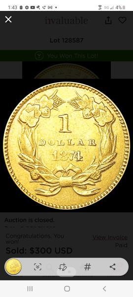 1874 gold dollar uncirculated