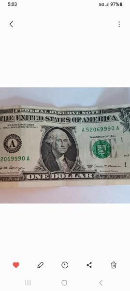 it's a dollar bill with a sequence of…