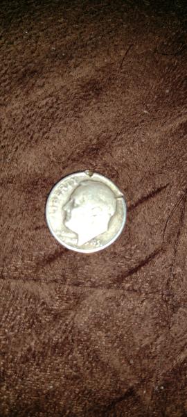 1951 D dime with two die clips.