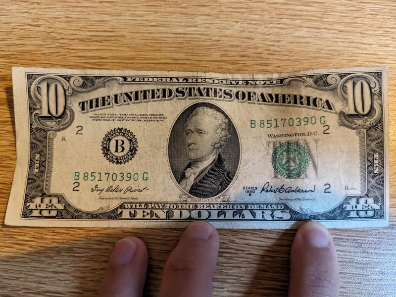 1950 Series B, 10 dollar US note, Quadruple&hellip;