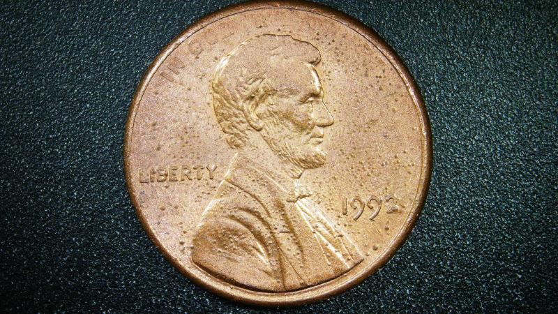 1992 penny with many errors