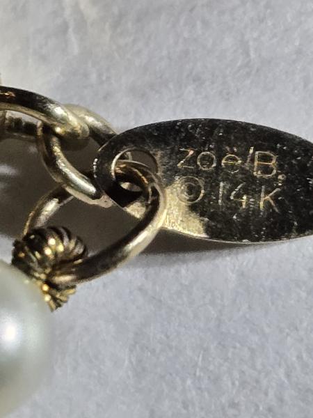 Zoe B pearl and blue phire 14k gold&hellip;