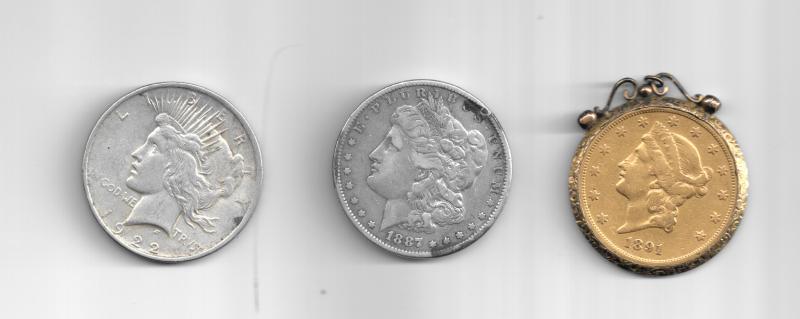 1922 Silver Dollar, 1887 Silver Dollar, 1891 Gold&hellip;