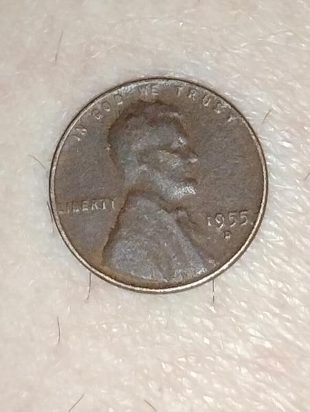 1955 d Lincoln wheat penny with errors