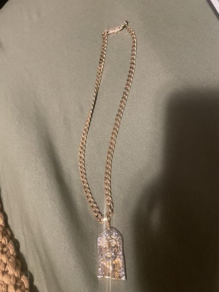 semi hollow 14k cuban chain with pendant