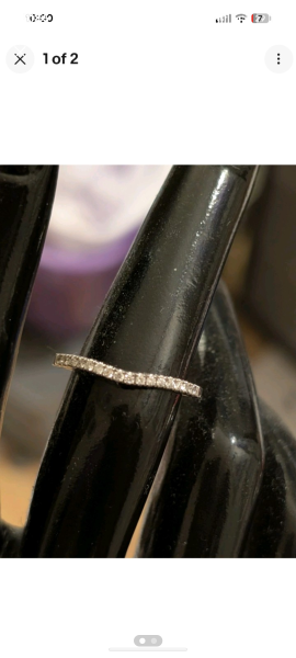 18 mossinite diamonds, 14k white gold wedding band